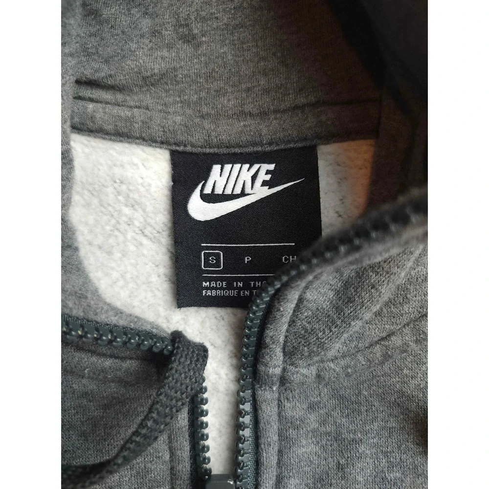 Nike Mens Sportswear Club Fleece Full Zip Hoodie Charcoal Grey Heather Small